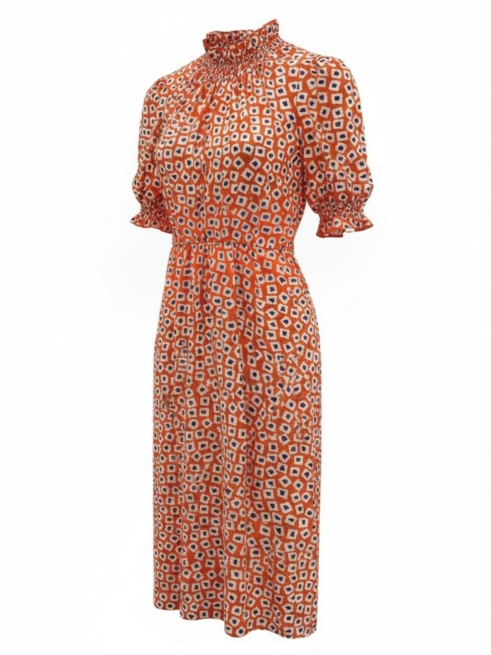 Compania Fantastica Orange Heart Geo Print Midi Dress Medium